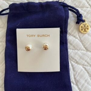 Tory Burch Gold and Pearl Stud Earrings